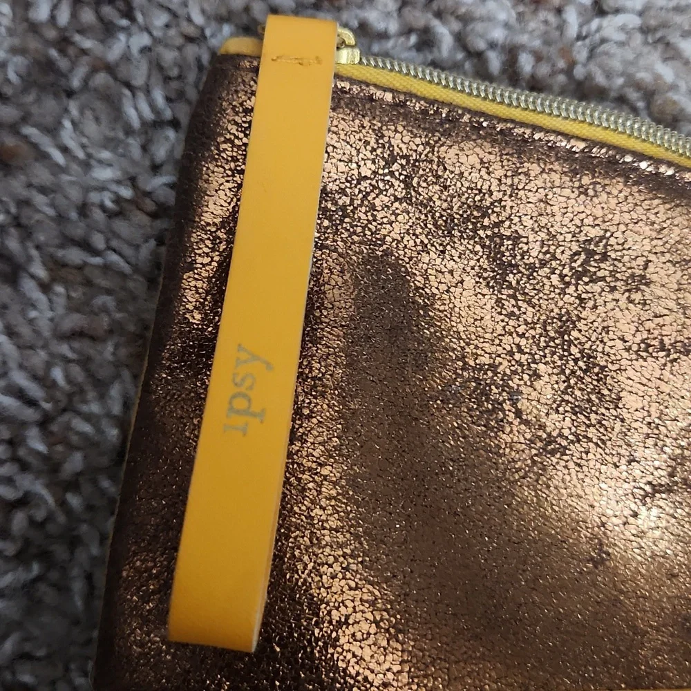 Ipsy Yellow and Gold Women's Cosmetic Bag
